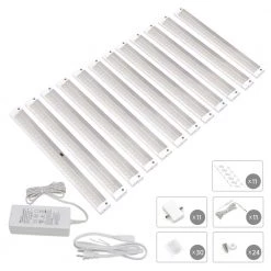 12 in. LED 3000K White Under Cabinet Lighting, Dimmable Hand Wave Activated (12-Pack) by ESHINE