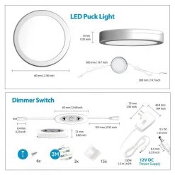 LED 6000K Under Cabinet Puck Lights with Dimmer Switch (3-Pack) by ESHINE -Cheap RUN BISON || RCA Store 6000k eshine puck lights elp603dc s 44 1000