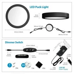 6000K LED Black Under Cabinet Puck Lights with Dimmer Switch (12-Pack) by ESHINE -Cheap RUN BISON || RCA Store 6000k eshine puck lights elpb6012dc s 44 1000