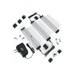 7 in. LED 6000K Black Under Cabinet Lighting, Dimmable Hand Wave Activated (3-Pack) by ESHINE