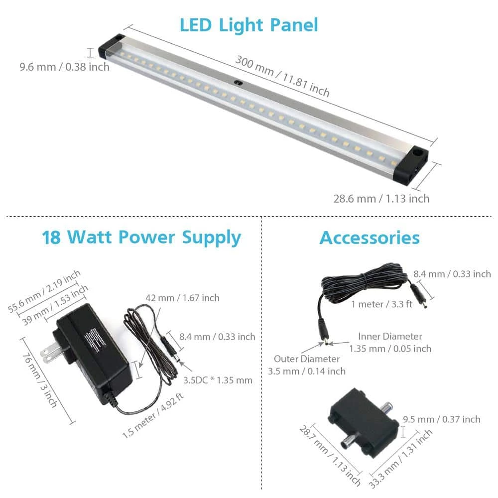 12 in. LED 6000K Black Under Cabinet Lighting, Dimmable Hand Wave Activated (4-Pack) by ESHINE 5 12 in. LED 6000K Black Under Cabinet Lighting, Dimmable Hand Wave Activated (4-Pack) by ESHINE - Image 5