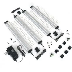 12 in. LED 6000K Black Under Cabinet Lighting, Dimmable Hand Wave Activated (4-Pack) by ESHINE