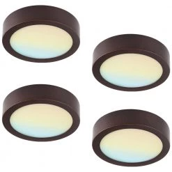 4-Pack 13 in. Round Color Selectable Integrated LED Flush Mount Downlight, Bronze by RUN BISON