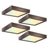 4-Pack 7 in. Square Color Bronze Selectable Integrated LED Flush Mount Downlight by RUN BISON