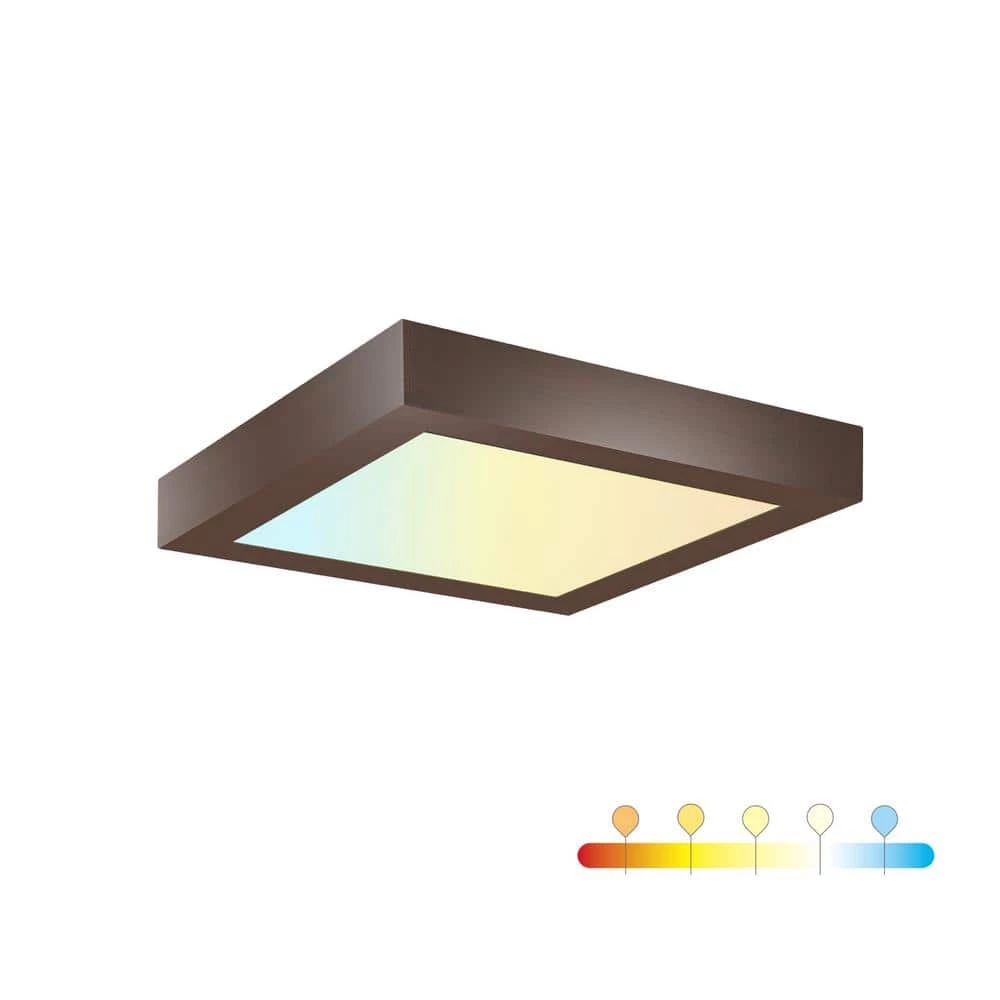 7 in. Square Color Bronze Selectable Integrated LED Flush Mount Downlight by RUN BISON 1 7 in. Square Color Bronze Selectable Integrated LED Flush Mount Downlight by RUN BISON