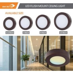 7 in. Round Color Bronze Selectable Integrated LED Flush Mount Downlight by RUN BISON -Cheap RUN BISON || RCA Store bronze run bison flush mount lights ljc bmtd g17cy13 5w 927 31 51 76 1000