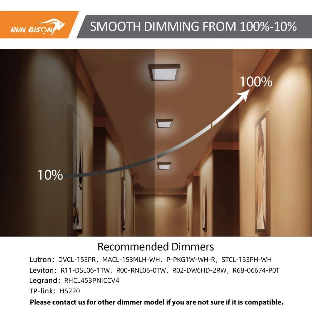 2-Pack 9 in. Square Color Selectable Integrated LED Flush Mount Downlight in Bronze by RUN BISON 4 2-Pack 9 in. Square Color Selectable Integrated LED Flush Mount Downlight in Bronze by RUN BISON - Image 4