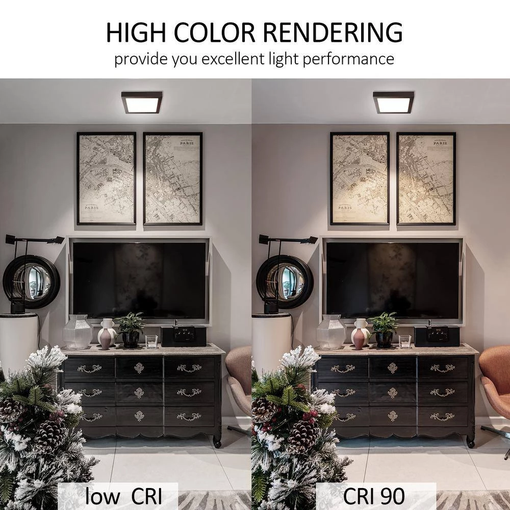 2-Pack 9 in. Square Color Selectable Integrated LED Flush Mount Downlight in Bronze by RUN BISON 5 2-Pack 9 in. Square Color Selectable Integrated LED Flush Mount Downlight in Bronze by RUN BISON - Image 5