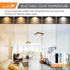 4-Pack 9 in. Square Color Selectable Integrated LED Flush Mount Downlight in Bronze by RUN BISON -Cheap RUN BISON || RCA Store bronze run bison flush mount lights ljc bmtd g19cf18 5w 927 31 51 4pk 4f 1000