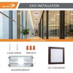 4-Pack 9 in. Square Color Selectable Integrated LED Flush Mount Downlight in Bronze by RUN BISON -Cheap RUN BISON || RCA Store bronze run bison flush mount lights ljc bmtd g19cf18 5w 927 31 51 4pk fa 1000