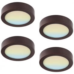 4-Pack 9 in. Round Color Bronze Selectable Integrated LED Flush Mount Downlight by RUN BISON