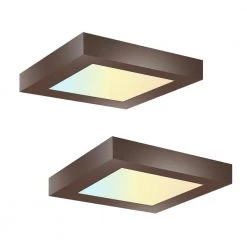 2-Pack 5.5 in. Bronze Square Color Selectable Integrated LED Flush Mount Downlight by RUN BISON