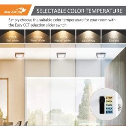 5.5 in. Bronze Square Color Selectable Integrated LED Flush Mount Downlight by RUN BISON -Cheap RUN BISON || RCA Store bronze run bison flush mount lights ljc bmtd g25 5cf10 5w 927 31 51 4f 1000