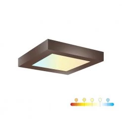 5.5 in. Bronze Square Color Selectable Integrated LED Flush Mount Downlight by RUN BISON