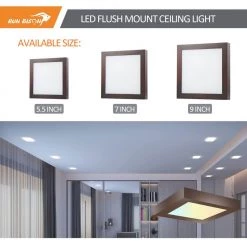 5.5 in. Bronze Square Color Selectable Integrated LED Flush Mount Downlight by RUN BISON -Cheap RUN BISON || RCA Store bronze run bison flush mount lights ljc bmtd g25 5cf10 5w 927 31 51 76 1000