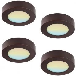 4-Pack 5.5 in. Round Color Bronze Selectable Integrated LED Flush Mount Downlight by RUN BISON