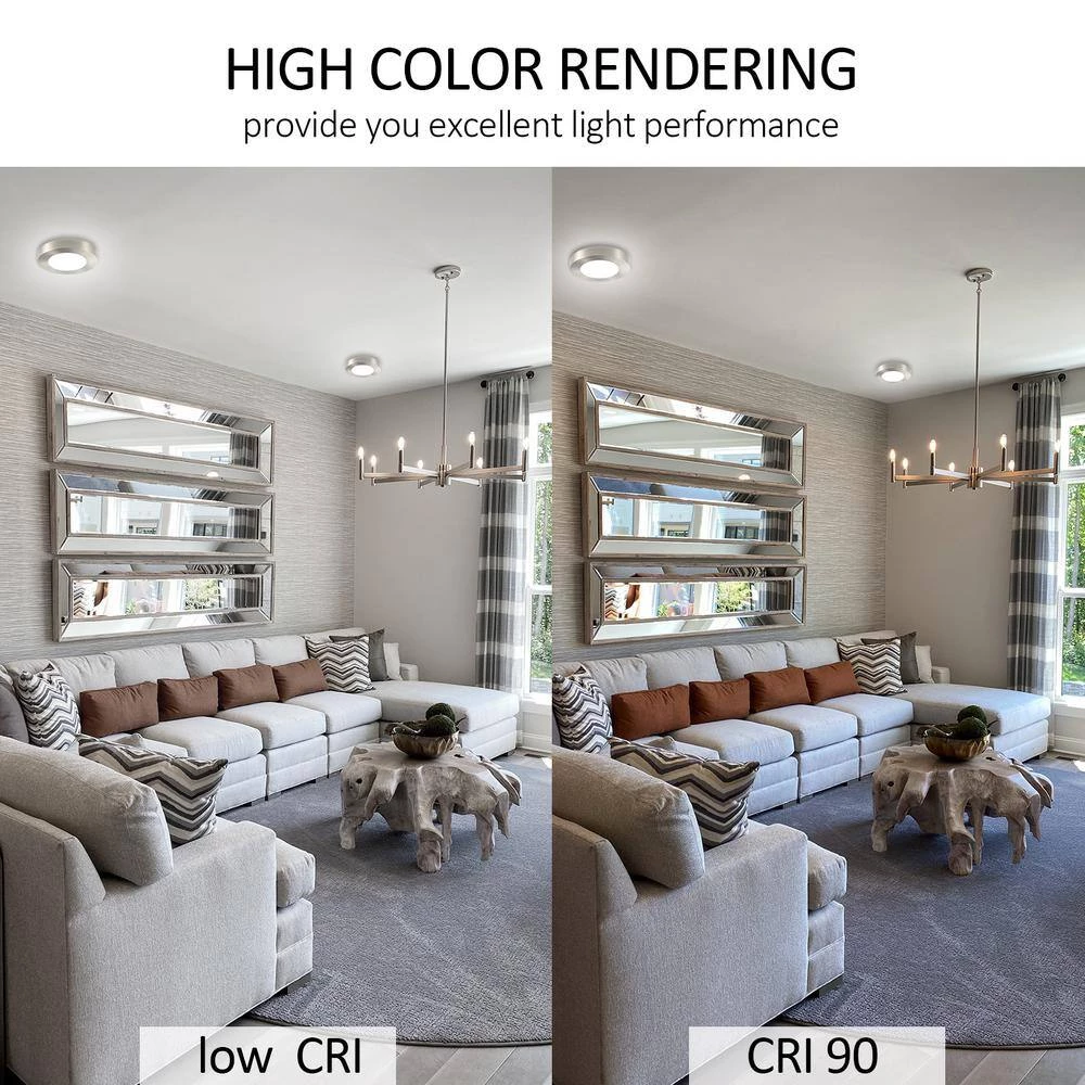 2-Pack 13 in. Round Color Brushed Nickel Selectable Integrated LED Flush Mount Downlight by RUN BISON 5 2-Pack 13 in. Round Color Brushed Nickel Selectable Integrated LED Flush Mount Downlight by RUN BISON - Image 5