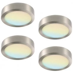 4-Pack 13 in. Round Color Brushed Nickel Selectable Integrated LED Flush Mount Downlight by RUN BISON