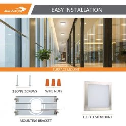 2-Pack 7 in. Square Brushed Nickel Selectable LED Integrated LED Flush Mount Downlight by RUN BISON -Cheap RUN BISON || RCA Store brush nickel run bison flush mount lights ljc bmtd g17cf13 5w 927 41 51 2pk fa 1000