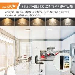 7 in. Square Color Brushed Nickel Selectable Integrated LED Flush Mount Downlight by RUN BISON -Cheap RUN BISON || RCA Store brush nickel run bison flush mount lights ljc bmtd g17cf13 5w 927 41 51 4f 1000