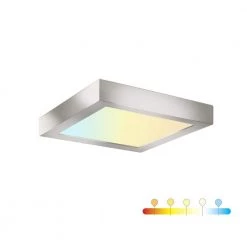 7 in. Square Color Brushed Nickel Selectable Integrated LED Flush Mount Downlight by RUN BISON
