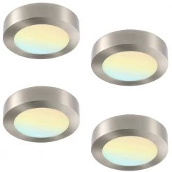 4-Pack 7 in. Round Color Brushed Nickel Selectable Integrated LED Flush Mount Downlight by RUN BISON