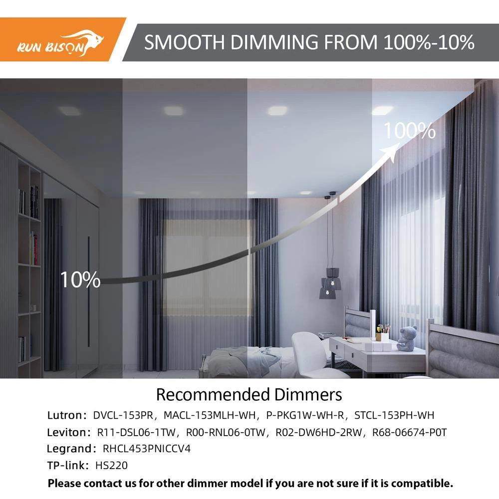 4-Pack 9 in. Brushed Nickel Selectable LED Integrated LED Flush Mount Square Downlight by RUN BISON 4 4-Pack 9 in. Brushed Nickel Selectable LED Integrated LED Flush Mount Square Downlight by RUN BISON - Image 4