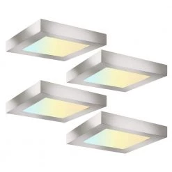 4-Pack 5.5 in. Brushed Nickel Square Color Selectable LED Integrated LED Slim Flush Mount Downlight by RUN BISON