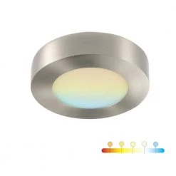 5.5 in. Round Color Selectable Integrated LED Flush Mount Downlight in Brushed Nickel by RUN BISON