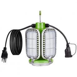 16,000 Lumens Temporary Hanging LED JobSite Light with 4 Pivoting Panels and Linkable 10 ft. Power Cord by PowerSmith