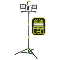 8,000 Lumen Dual-Head LED Work Light with 52 in. Adjustable Metal Twist Lock Tripod Stand and 9 ft. Power Cord by PowerSmith