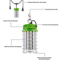 24,000 Lumen 200-Watt High Bay Temporary Job Site Hanging LED Work Light with 360° Light and 10 ft. Power Cord by PowerSmith -Cheap RUN BISON || RCA Store powersmith standing work lights ptlk52 200 1f 1000