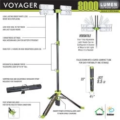 Voyager 8000 Lumen Collapsible LED Light with Bosch DC Adaptor by PowerSmith -Cheap RUN BISON || RCA Store powersmith standing work lights pvlr8000a bos 4f 1000