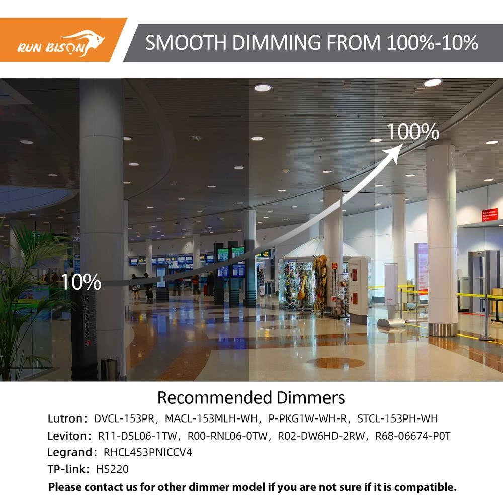 10 in. CCT and Wattage Selectable New Construction or Remodel IC Rated Integrated LED Commercial Downlight(2-Pack) by RUN BISON 5 10 in. CCT and Wattage Selectable New Construction or Remodel IC Rated Integrated LED Commercial Downlight(2-Pack) by RUN BISON - Image 5