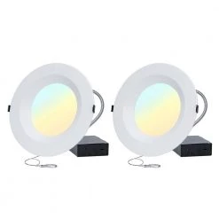 10 in. CCT and Wattage Selectable New Construction or Remodel IC Rated Integrated LED Commercial Downlight(2-Pack) by RUN BISON