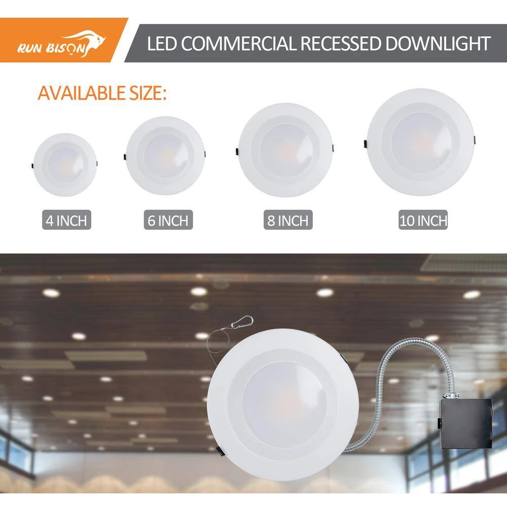10 in. CCT and Wattage Selectable New Construction or Remodel IC Rated Integrated LED Commercial Downlight(2-Pack) by RUN BISON 6 10 in. CCT and Wattage Selectable New Construction or Remodel IC Rated Integrated LED Commercial Downlight(2-Pack) by RUN BISON - Image 6