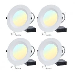 4 in. CCT and Wattage Selectable New Construction or Remodel IC Rated Integrated LED Commercial Downlight (4-Pack) by RUN BISON
