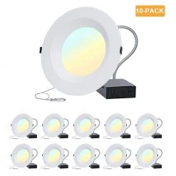 6 in. CCT and Wattage Selectable New Construction or Remodel IC Rated Integrated LED Commercial Downlight(10-Pack) by RUN BISON