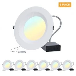 8 in. CCT and Wattage Selectable New Construction or Remodel IC Rated Integrated LED Commercial Downlight(6-Pack) by RUN BISON