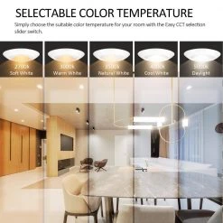 4 in. 90 CRI 2700K-5000K 5CCT Selectable and Dimmable Integrated LED Recessed Ceiling Light Disk Light by RUN BISON 9 4 in. 90 CRI 2700K-5000K 5CCT Selectable and Dimmable Integrated LED Recessed Ceiling Light Disk Light by RUN BISON -Cheap RUN BISON || RCA Store run bison recessed lighting trims ht g2d3d 4c 12w 927 1 51 44 1000 1