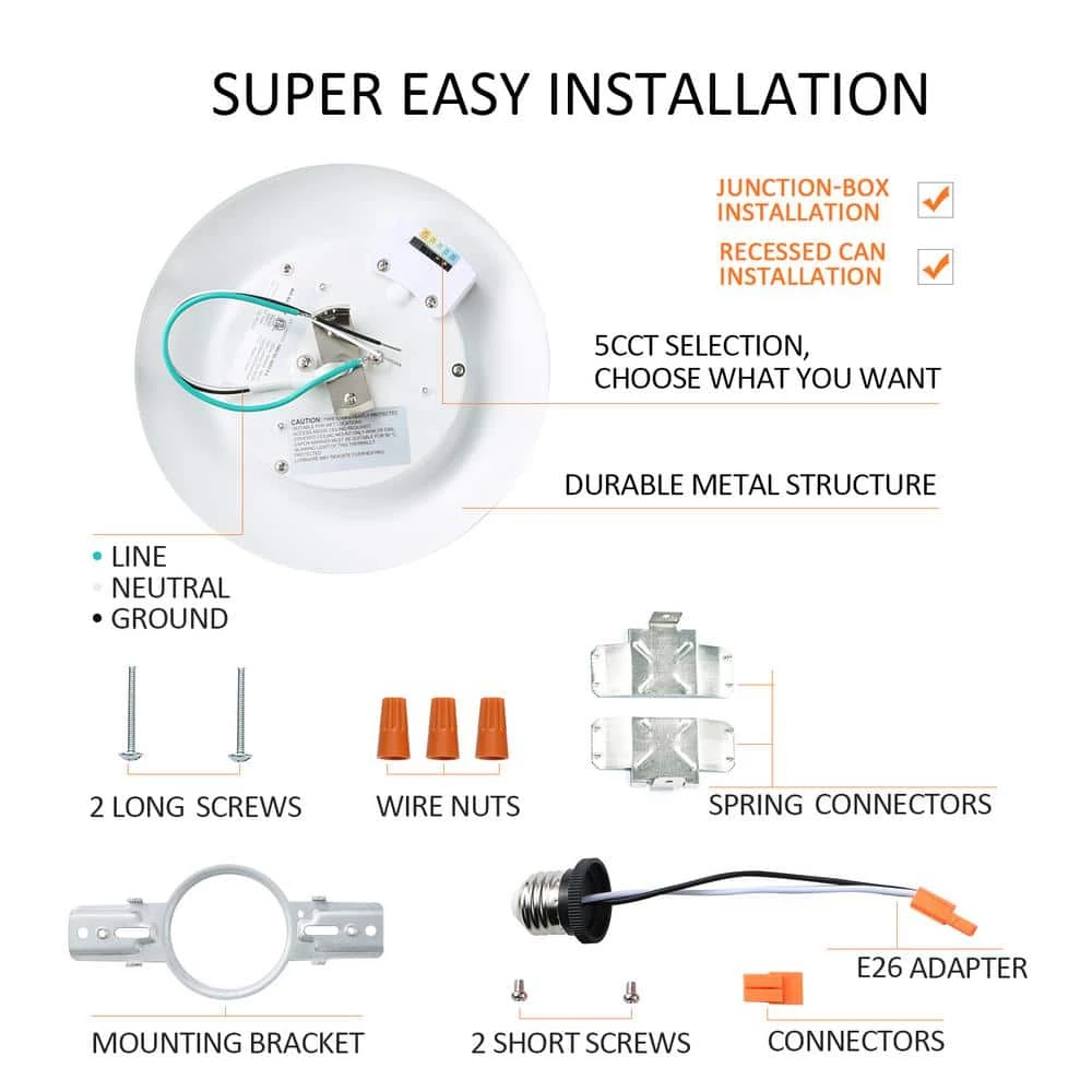 4 in. 90 CRI 2700K-5000K 5CCT Selectable and Dimmable Integrated LED Recessed Ceiling Light Disk Light by RUN BISON 3 4 in. 90 CRI 2700K-5000K 5CCT Selectable and Dimmable Integrated LED Recessed Ceiling Light Disk Light by RUN BISON - Image 3