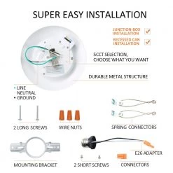 6 in. 90 CRI 2700K-5000K 5CCT Selectable and Dimmable Integrated LED Recessed Ceiling Light Disk Light by RUN BISON -Cheap RUN BISON || RCA Store run bison recessed lighting trims ht g2d3d 6c 15w 927 1 51 4f 1000