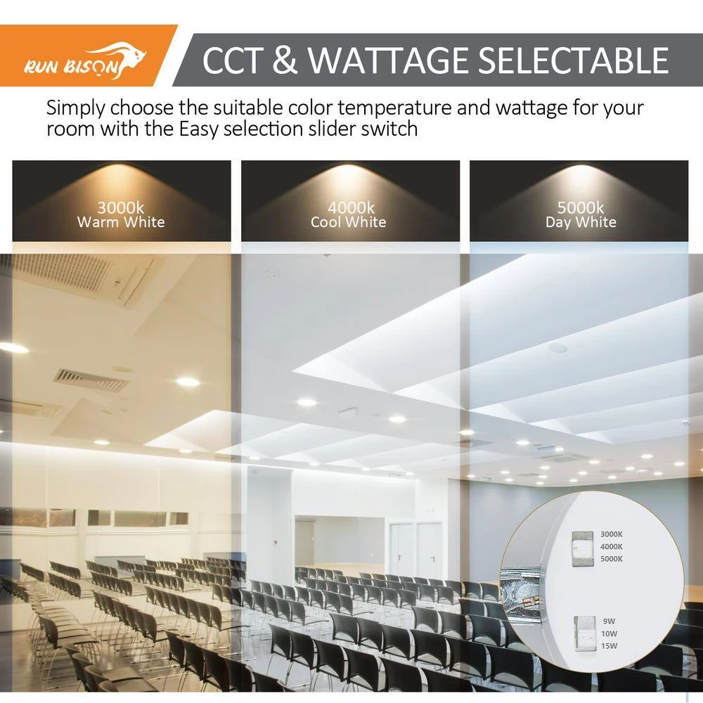 4 in. CCT and Wattage Selectable New Construction or Remodel IC Rated Integrated LED Commercial Downlight by RUN BISON 4 4 in. CCT and Wattage Selectable New Construction or Remodel IC Rated Integrated LED Commercial Downlight by RUN BISON - Image 4