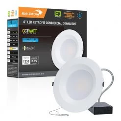 4 in. CCT and Wattage Selectable New Construction or Remodel IC Rated Integrated LED Commercial Downlight by RUN BISON