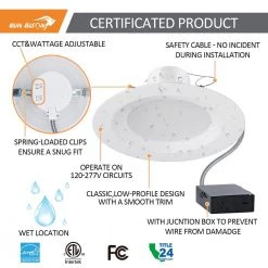 6in. CCT and Wattage Selectable New Construction or Remodel IC Rated Integrated LED Commercial Downlight by RUN BISON -Cheap RUN BISON || RCA Store run bison recessed lighting trims ht us iccdr6 820 277 30113 c03 0 v1 4f 1000