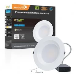 6in. CCT and Wattage Selectable New Construction or Remodel IC Rated Integrated LED Commercial Downlight by RUN BISON
