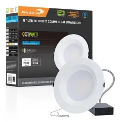 8 in. CCT and Wattage Selectable New Construction or Remodel IC Rated Integrated LED Commercial Downlight by RUN BISON