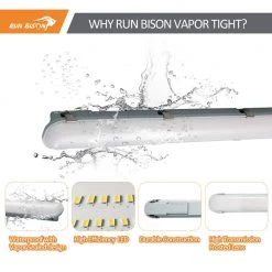 4-Pack 4ft White 150 Watt Equivalent Integrated LED strip light fixture vapor tight 3500/4000/5000K, 4420-4940-5850lm by RUN BISON -Cheap RUN BISON || RCA Store run bison wraparound lights ht g1lvtp 4ft 277 8453 235d 4f 1000