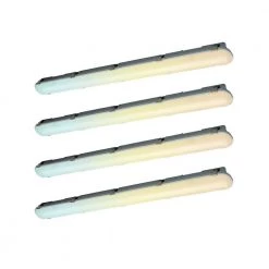 4-Pack 4ft White 150 Watt Equivalent Integrated LED strip light fixture vapor tight 3500/4000/5000K, 4420-4940-5850lm by RUN BISON