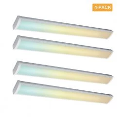 4-Pack 4 ft. White 150 Watt Equivalent Integrated LED Wraparound Light fixture, 3680/4600/5520lm, 3500K/4000K/5000K by RUN BISON